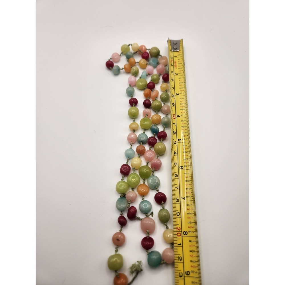 Multicolor Semi Precious Stone Hand Knotted‎ Bead Necklace 36 Inch Broken Repair - Picture 5 of 5